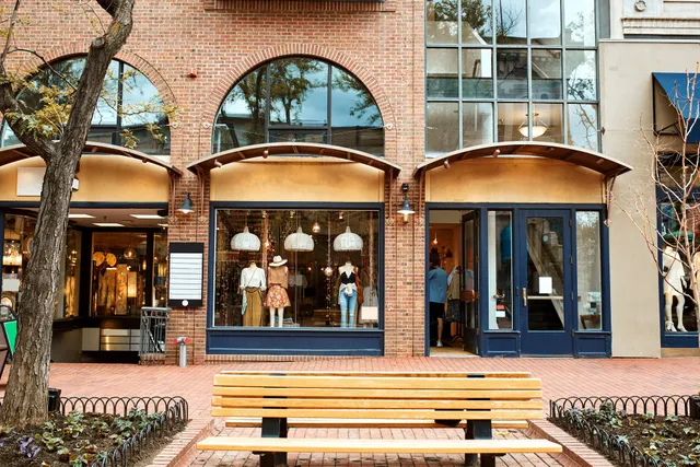 Boutique façade with warm colour palette