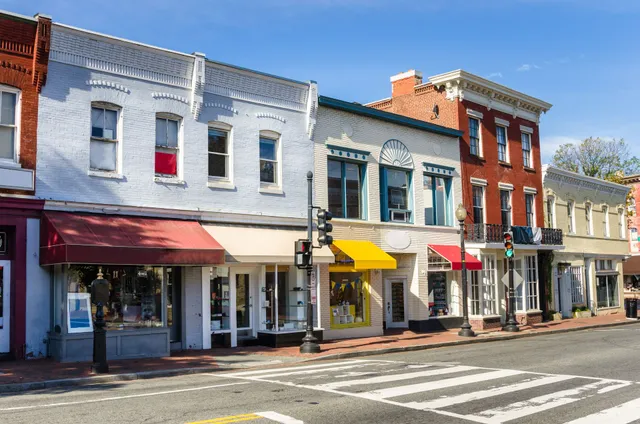 Main street shops with coordinated trim